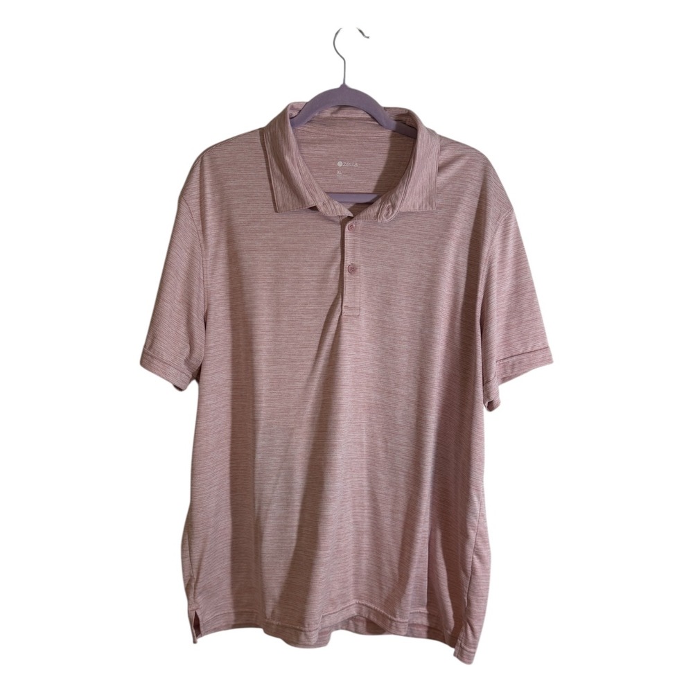 Zella Polo Shirt Pink XL Mens Short Sleeve Space Dye Performance Golf‎